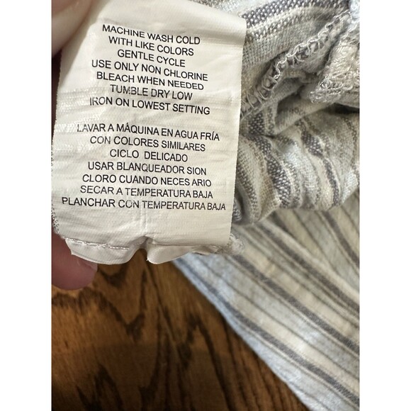 Rewind Wide Leg Stripe Blue White Stripe Linen Blend Elastic Waist Pants Size M - Picture 8 of 9